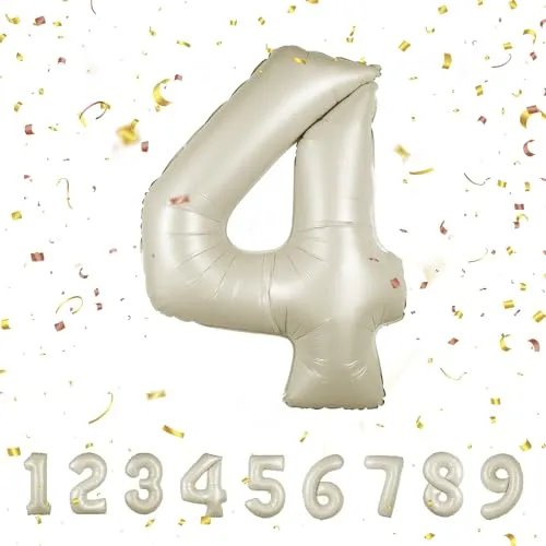 Luftballoons Beige4Geburtstag zahlen luftballon 4 jahre | Folienballon Kindergeburtstag Deko 4 XXL Beige-Riesen Folienballon in 40