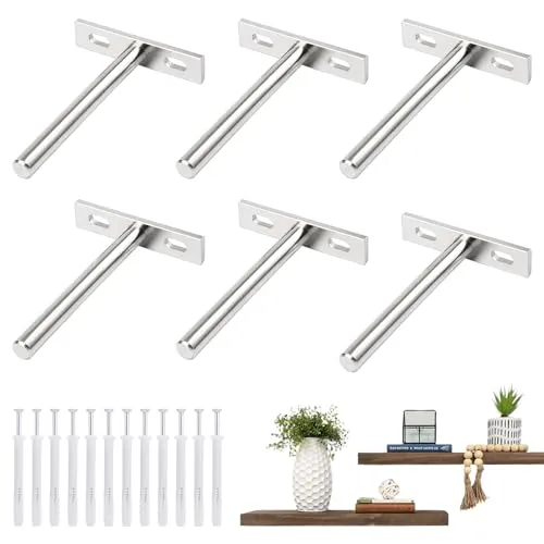 Stück Regalhalterung Unsichtbar, 100mm Eisen Vernickelt Schwebende Regalhalterung Schwerlast Tablarträger Regalträger mit Schrauben für Wand Montage Kabinett Möbel 6