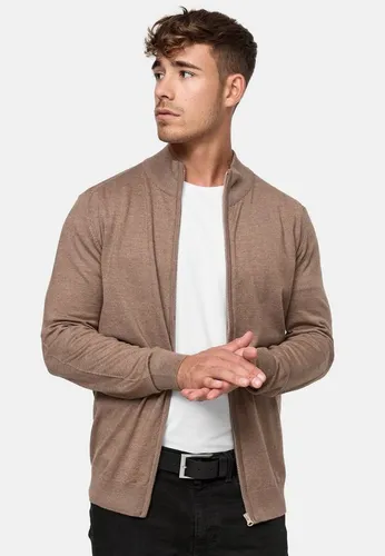 Indicode Strickjacke Lau beige L - Strickjacke in L, aus 80% Baumwolle und 20% Polyamid, ideal für einen lässigen Look mit Rollkragen und Reißverschluss.