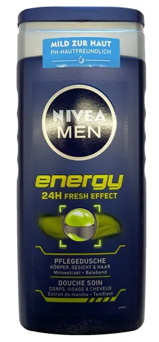 1x 250 ml Nivea Men Energy Pflegedusche, Duschgel, 24H Frische Effekt