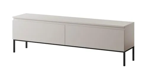 Selsey TV-Schrank BEMMI 2-türig mit Metallgestell, grifflos, Beige
