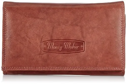 imppac Money Maker Damen Leder Geldbörse Portemonnaie Portemonnaie Damen Lang versch. Farben, braun, L, Damen geldbörse Leder