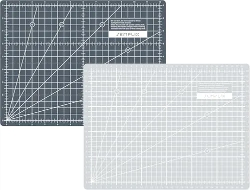 SEMPLIX Selbstheilende Schneidematte A0-A4 - Grün, Rosa, Grau, Türkis, Lila - Ideal fürs Basteln, Nähen & Patchworken - Beidseitig Bedruckt - Vorderseite cm Rückseite inch Bemaßung (Hellgrau-Grau, A4)