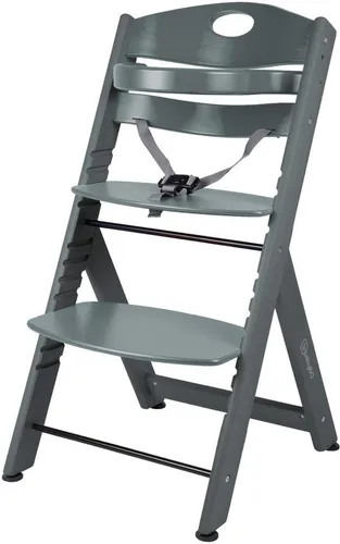 BabyGo Hochstuhl Family XL, grau - Stabiler Hochstuhl aus Massivholz mit durchdachtem Design und hoher Standfestigkeit. Flexibel höhenverstellbar für ergonomische Sitzhaltung. Inklusive Sicherheitsgurt für zusätzlichen Schutz. Ideal für Familienessen!