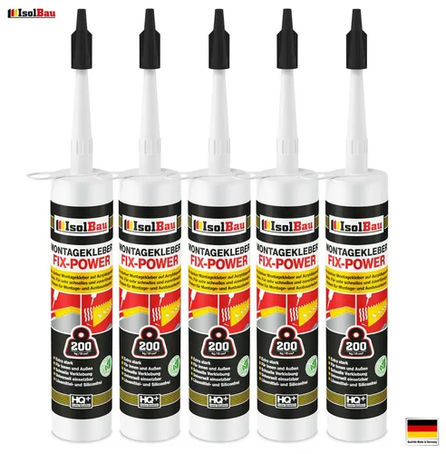 Montagekleber FIX-POWER Baukleber 5x 480g Kartusche weiß Qualität 200kg / 10cm