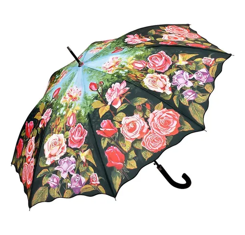 von Lilienfeld Stockregenschirm Blumen Rosengarten - Stockschirme mit 100 % Regenschutz und 95 % UV-Schutz. Der wunderschöne Rosengarten-Motivschirm bringt Farbe in graue Tage und sorgt für Wohlbefinden bei jedem Wetter.
