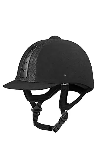 Start Sport+ Reithelm Kinder Mädchen, Reithelme für Kinder, Reitkappe Mädchen, Reiterhelm Damen, Reitkappe mit Be- und Entlüftungssystem, Pferde Helm für Kinder (Schwarz/Glänzend/Lack, M)