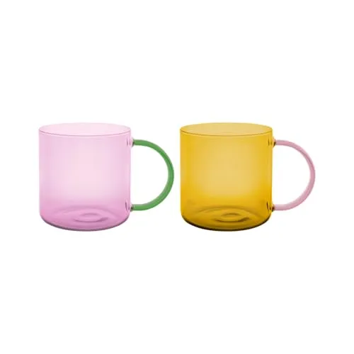 Remember FRED 2er-Set Becher - rose-yellow - Bunte Gläser im 2er-Set, aus hochwertigem Glas gefertigt, ideal für stilvolle Getränke und besondere Anlässe.