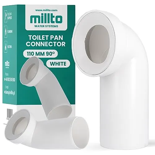 Millto™ WC-Aschlussbogen 110mm 90º Rohrbogen Abflussrohr Toilettenanschluss Toilettenbodenverbinder Polypropylen Abflusssystemen WC-Anschluss Weiß Verbindung für Toilette
