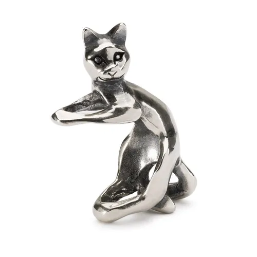 TROLLBEADS Katze Verspieltes TAGBE-30153 - Bunter Charm-Anhänger aus Leder für Armbänder, ideal für Tierliebhaber und kreative Styles.