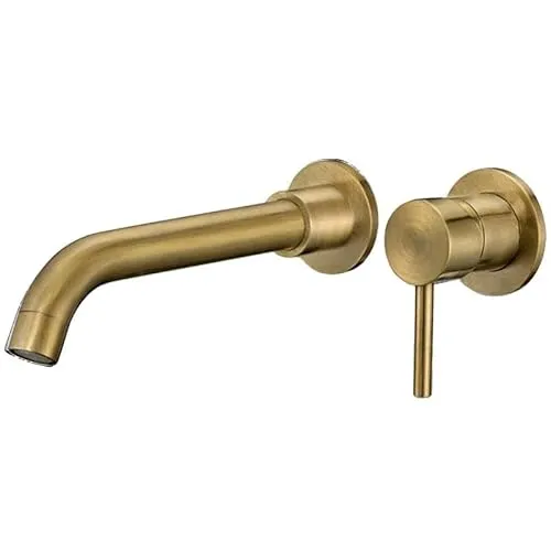 VALAZ Wasserhahn Bad Unterputz Antikgold | Einhebelmischer Waschbecken, Warm und Kaltwassermischer, Wassersparer | Schnelle Installation | Brass, Stainless, Auslauf 21cm, Guadiana-serie