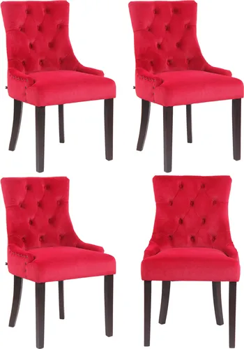 4er Set Esszimmerstuhl Aberdeen Samt in rot von CLP