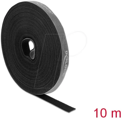 DELOCK 18385 - Klettband auf Rolle, 10 m x 15 mm, schwarz