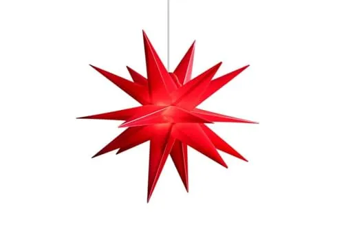 ZICOM LED Dekostern Weihnachtsstern Stern mit 18 Zacken wetterfest, rot Ø 55cm Innen und Außen für Weihnachten, Hochzeiten, Party, Dekoration, Geschenkidee, 230V 50Hz, LxBxH 55x55x55cm