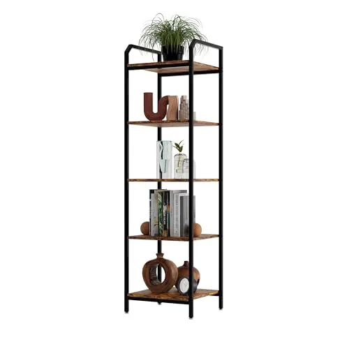 Lenmar, Regal, BS 5 40 Bücherregal, Standregal, Aufbewahrungsregal mit 5 Ebenen, Industriedesign, für Wohnzimmer, Büro, Arbeitszimmer und Flur, Stahlrahmen, 152 x 40 x 30 cm (152 x 40 x 30 cm)