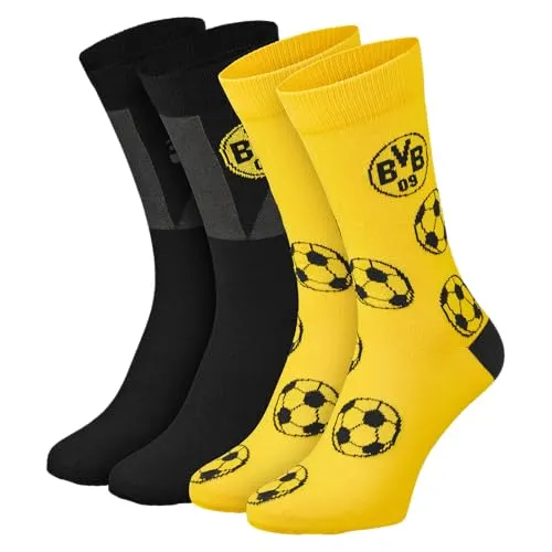 Borussia Dortmund Unisex BVB Sprüchesocken 2er Pack, Schwarz, 39-42 EU