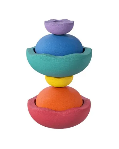 stapelstein® Inside rainbow, Design: classic - Motorikspielzeug für kreative Entfaltung – 6 stapelbare, farbenfrohe Elemente fördern Koordination und Fantasie bei Kindern ab 12 Monaten. Ideal für drinnen und draußen, belastbar bis 50 kg und pflegeleicht.