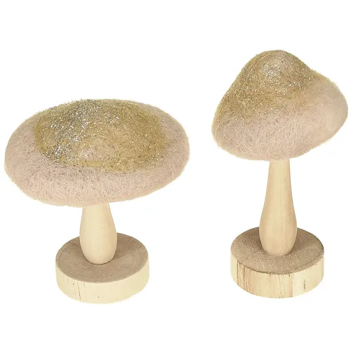 Dekopilze aus Holz und Filz als Tischdeko für Herbst und Advent, 4 Stück