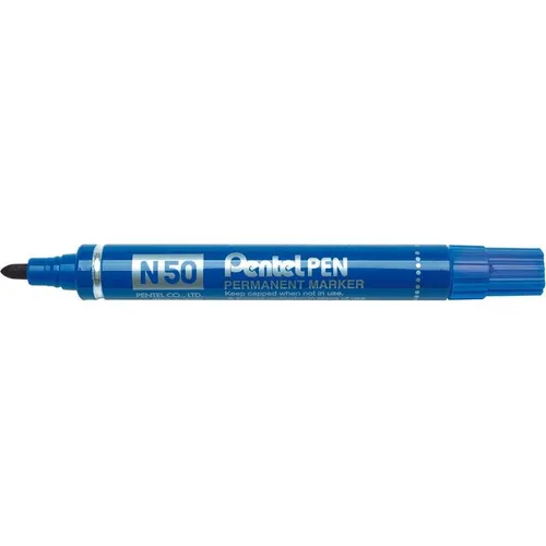 Pentel N50 Permanentmarker Blau - 12 Stück - Permanent-Marker in Blau mit 1,5-2 mm Rundspitze, ideal für langlebige Beschriftungen und kreative Projekte.