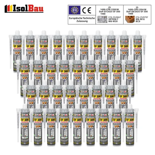 Verbundmörtel SF 300 Injektionsmörtel 36 x 300 ml Montagemörtel  72x Mischer