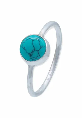 mantraroma Silber Ring Damen 925 Türkis Edelstein türkis schlicht modern