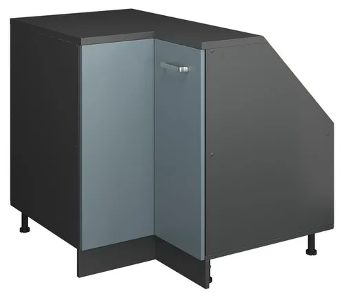 Vicco Unterschrank R-Line, Blau-Grau/Anthrazit, 75.6 cm mit 1 Tür - Optimaler Küchenschrank für Dachschrägen, der zusätzlichen Stauraum bietet. Mit stabiler Konstruktion und 60 cm Tiefe für Geschirr und Vorräte. Perfekt für kleine Räume!