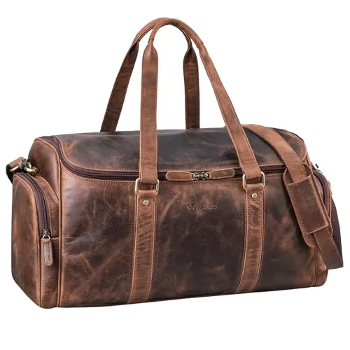 STILORD 'Myles' Vintage Reisetasche Herren Leder Weekender - Elegante XL Weekender aus echtem Rindsleder mit praktischer Innenaufteilung und verstellbarem Schultergurt – perfekt für Reisen und Abenteuer!