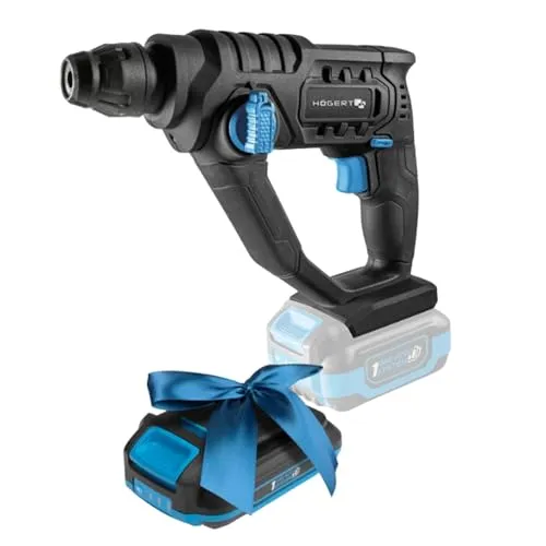 HÖGERT TECHNIK Akku-Schlagbohrhammer 18V, 1,5 J Pneumatischer Schlagantrieb, 5100 IPM, SDS+ Bohrfutter, LED-Beleuchtung, Ideal für Mauerwerk, Holz, und Metall + PROMO 2,0 Ah Akku