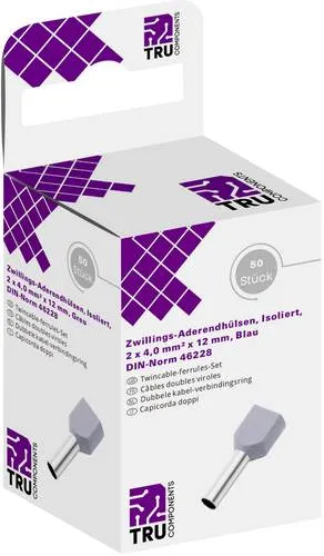 TRU COMPONENTS T1906C157 Zwillings-Aderendhülse 4mm² Teilisoliert Grau 50St.