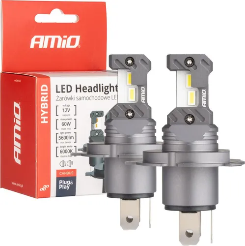 LED-Hybrid-Autolampen H4 H19 Canbus 6000K 60W AMIO-04114 Fahrzeugbeleuchtung