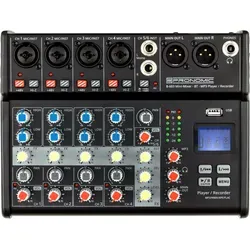 Pronomic Mischpult B-603 - 6-Kanal Mini-Mixer mit Bluetooth und USB-Recording - Mischpult für Live- und Studio-Anwendungen mit 4 Kanälen, Bluetooth-Funktion und USB-Recording für optimale Flexibilität und einfache Musikwiedergabe.