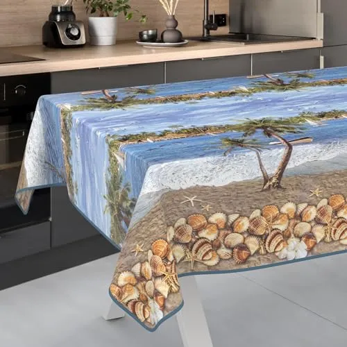 Wachstuch-Tischdecke Tischdecke abwaschbar Wachstuch Garten-Tischdecke Outdoor Indoor 120x140cm mit Saum Urlaub