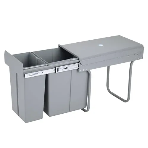 Recyclingbehälter für Küchenmöbel, 10 l + 20 l, mit Deckel - Praktischer Mülleimer für Unterspüle mit 2 Fächern (10 l + 20 l) zur einfachen Mülltrennung und -entsorgung. Ideal für effiziente Abfallorganisation in der Küche.