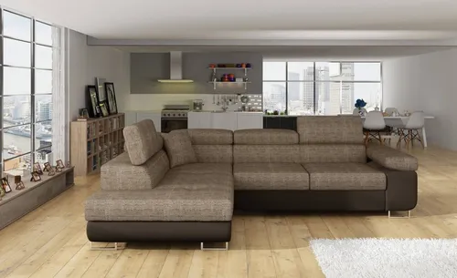 Myhomelando Ecksofa Anton 272 x 203 cm - Schlaffunktion, Bettkasten & Strukturwebstoff, Ecksofa L-Form, Eckcouch mit Schlaffunktion & Bettkasten