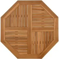 vidaXL Achteckige Tischplatte aus Teakholz - Esszimmertisch aus massivem Teakholz, witterungsbeständig und ideal für Gartentische. Mit Sonnenschirmloch für schattige Momente und rustikalem Design.