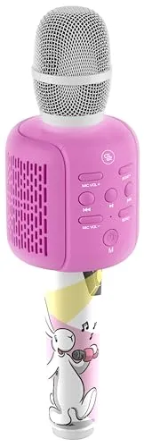 GOGEN Kinderkaraoke Mikrofon mit Lautsprecher I Bis zu 15 Stunden Akku I Bluetoohth USB I SD Karten kompatibel I MP3 I Kopfhörerausgang I Pink