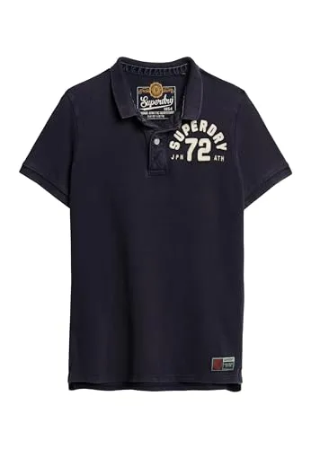 Superdry Herren Vintage Athletic Polohemd Finster Marineblau M - Poloshirt für Herren, aus hochwertiger Baumwolle, bietet einen lässigen Look mit Vintage-Charme und optimalem Tragekomfort.