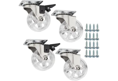 SO-TECH® Möbelrolle Lenkrollen RAPID inkl. Schrauben, belastbar bis 35 kg / St., (Set, 4-St), Durchmesser 50 mm, transparent, mit / ohne Bremse / Feststeller
