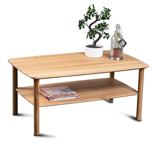 M2 Kollektion Couchtisch Wildeiche Massivholz 100x45x60cm in braun von M2 Kollektion