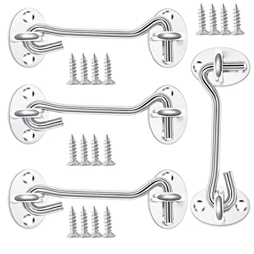 Stück Sturmhaken Edelstahl Kabinenhaken Türhaken Tür Riegel Fenster Fang Kabine Tür Tor Sperren Fensterhaken mit 16 Stück Montage Schrauben 4