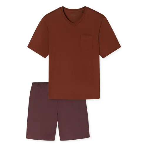 Schiesser Pyjama Comfort Essentials Set (2 tlg) - Atmungsaktiver Schlafanzug in Rot XXXL - Bequemer Schlafanzug aus 100% Baumwolle, ideal für entspannte Nächte. Set bestehend aus T-Shirt und Shorts, atmungsaktiv und pflegeleicht, für höchsten Komfort.