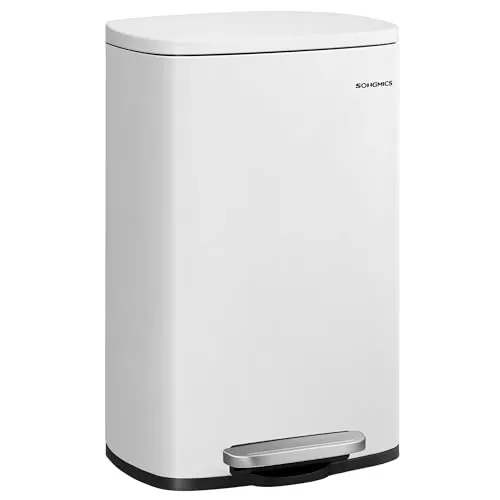 50 L Küchenabfalleimer mit Pedal in weiß von SONGMICS