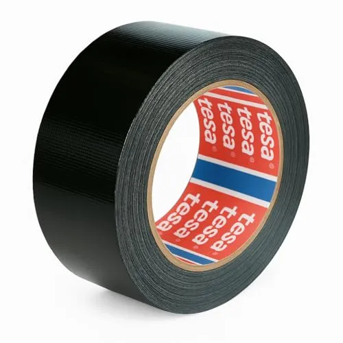 Tesa 4615 Professional Universal – Duct Tape, amerikanisches Gewebeklebeband zum Reparieren, Fixieren, Verpacken, Markieren und Abdichten – für innen und außen – (Schwarz, 50 m)