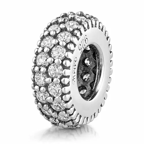 Materia Zirkonia Beads Charms Silber 925 weiß - Zwischenelemente für Armbänder 1139