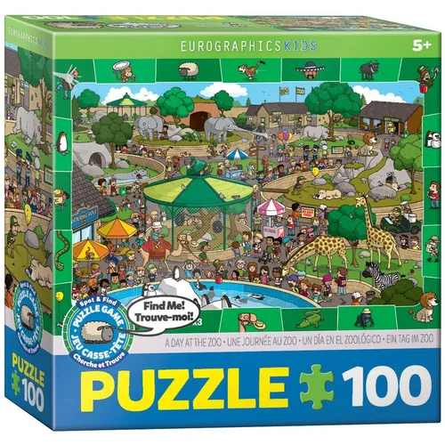 Eurographics Puzzle 6100-0542 - Ein Tag im Zoo - Suchen & Finden  - 100 Teile