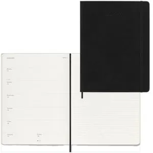 Moleskine 18 Monate Wochenkalender 2025/2026 XL - Praktischer Wochenkalender für 18 Monate, ideal für Lernende und Professionals. Links Wochentermine, rechts Platz für Notizen. Maße: 130x210 mm, weicher Einband, schwarz.