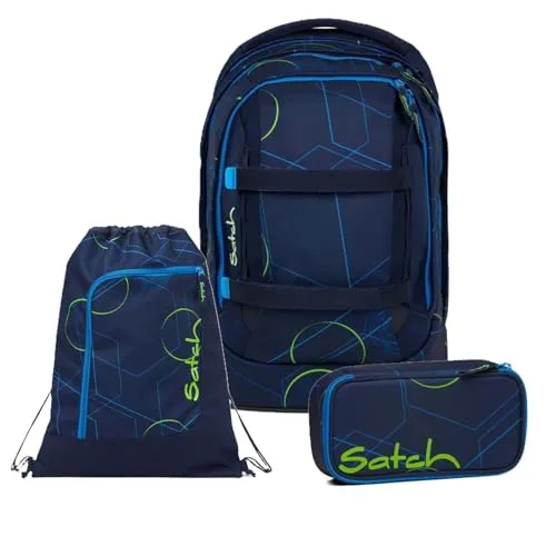 Satch Schulranzen Schulrucksack-Set PACK Blue Tech 3-teilig von satch