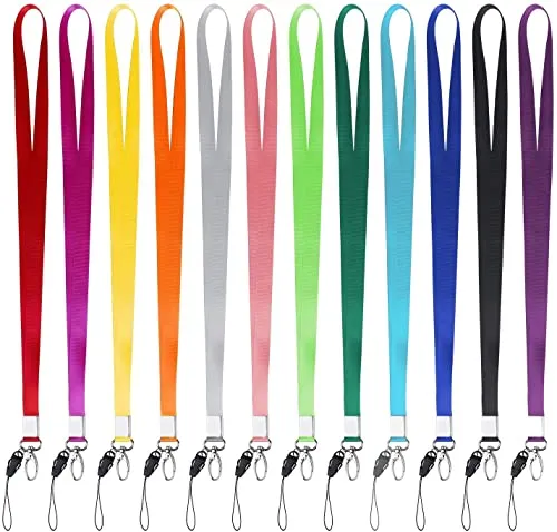 Schlüsselband Lanyard Umhängeband 15 PCS Bunt Schlüsselbänder mit Abnehmbarer Gürtelschnalle für Mobile Handys, Schlüssel, Büro ID Karte (47cm, 15 Mehrfarbig)