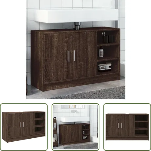 The Living Store Waschbeckenunterschrank Braun Eichen-Optik 90x29x55 cm
