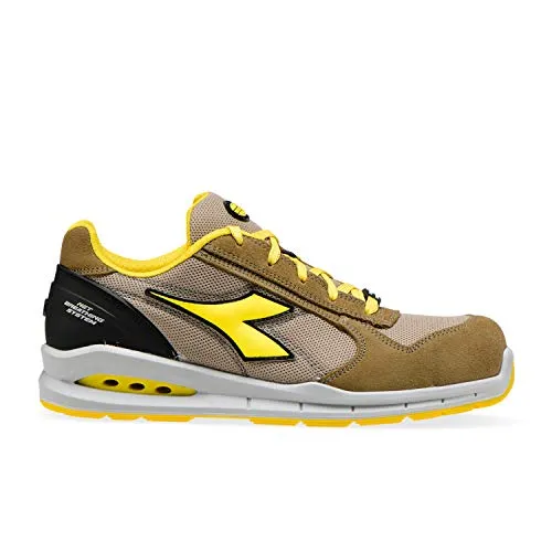 Diadora RunNetAirbox Low S1P SRC Nero/Antr. Gr.42 - Arbeitsschuhe - Laufschuhe in Größe 42, aus robustem Kalbwildleder mit atmungsaktiven Mesh-Einsätzen, ideal für Sicherheit und Komfort am Arbeitsplatz.